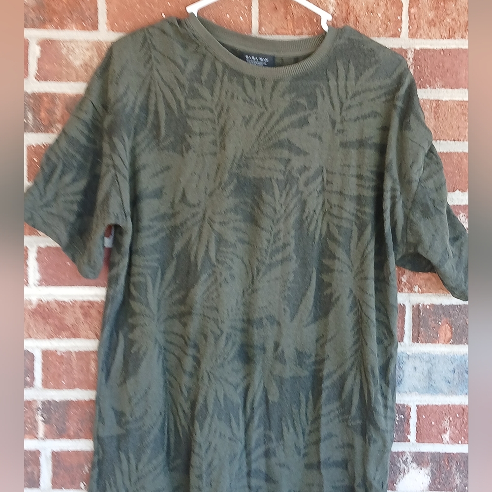 Green Leaf Pattern T-Shirt Zara Man